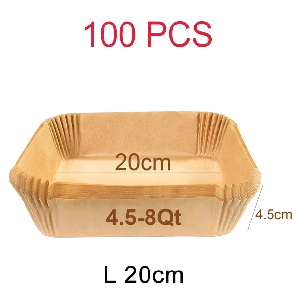 50-300Pcs Large Hot Air Fryer Paper Liners 23cm Square Airfryer Disposable Special Parchment Paper Trays 9inch Oven Baking Molds