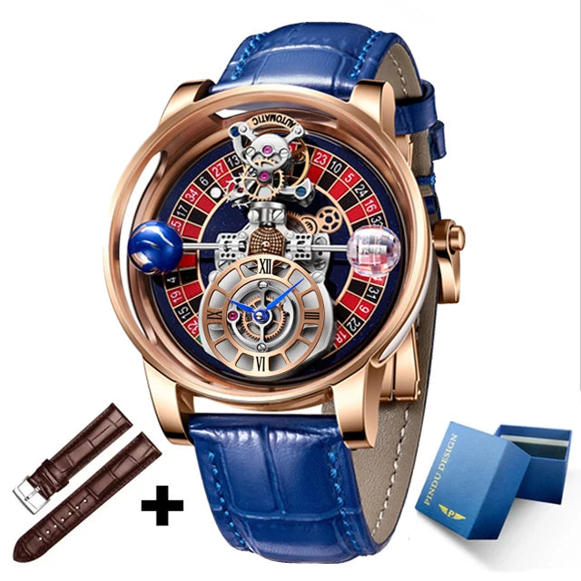 2024 PINDU DESIGN Men Watches Top Brands Luxury Celestial Series Roulette Creative Watch Quartz Wristwatch Montre Homme