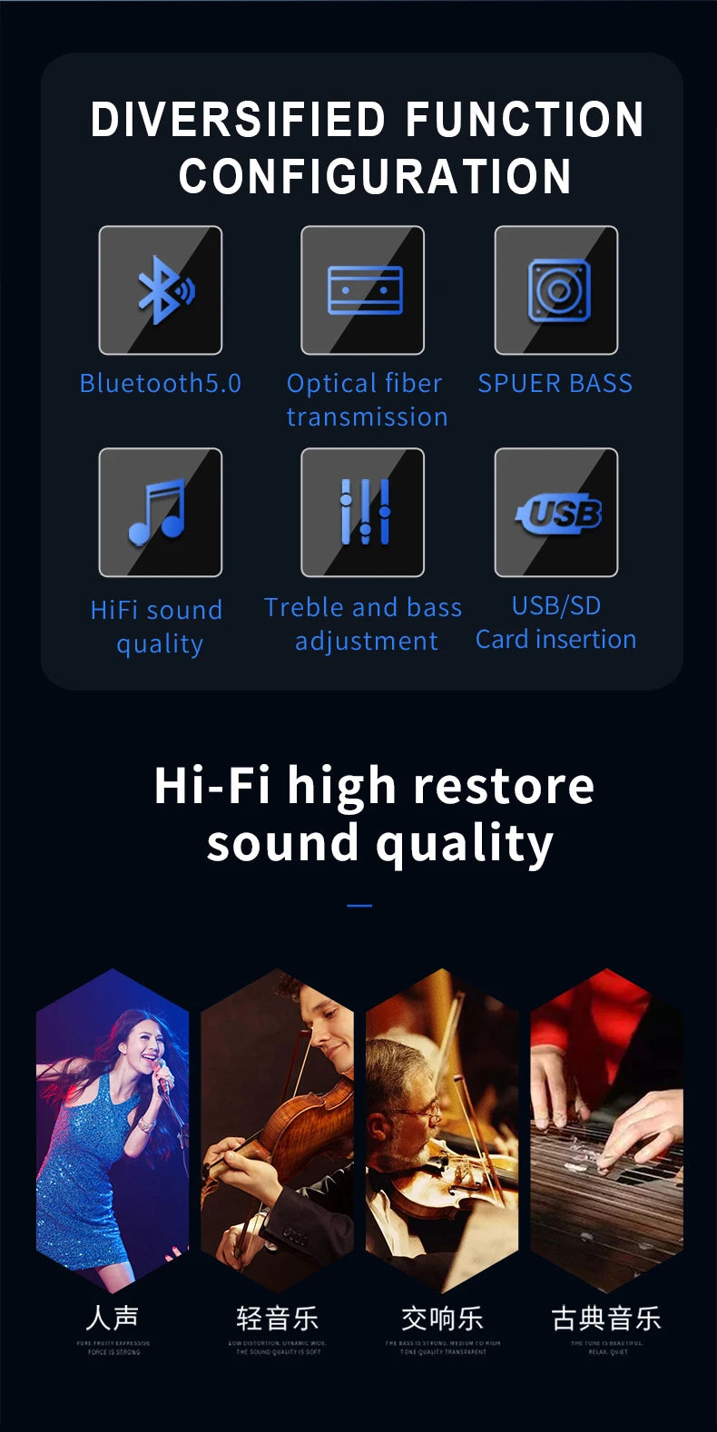 LP-838USB 2.1Channel Amplifier 12V Car Home Amp USB BT Lossless Music Play Digital Audio Amplificador with Remote Control HiFi