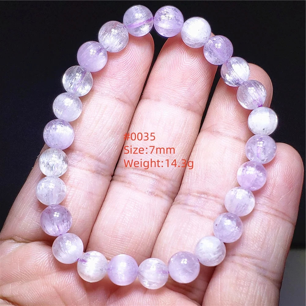 Natural Purple Kunzite Clear Round Beads Bracelet Jewelry Women Men Colorful Kunzite Bracelet Cat Eye Women Men AAAAAA