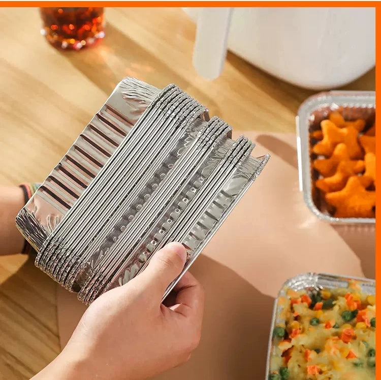 100 Pieces of Barbecue Tin Foil Special Packaging Box Aluminum Foil Lunch Box Home Takeaway Air Fryer Disposable Tin Foil Bowl
