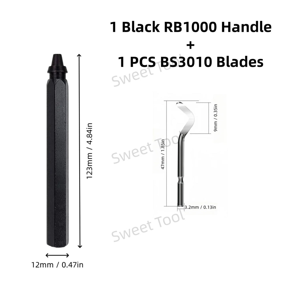 Deburring Tool Set RB1000 Black Metal Handle with 1/10/11 Swivel Blades for Metal PVC Plumbing 3D Printing Plastic Copper Resin