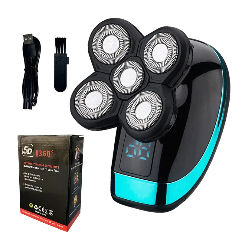 5 In 1 Electric Shaver For Men Bald Head Hair Clipper Nose Trimmer 5D Floating Blade Head Shaving Beard Knife Rechargeable Razor