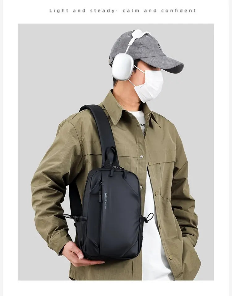 Large Capacity Fashion Waterproof Men's Crossbody Bag Travel Casual Ladies Single Shoulder Slant Bag Korean Style Chest Bag