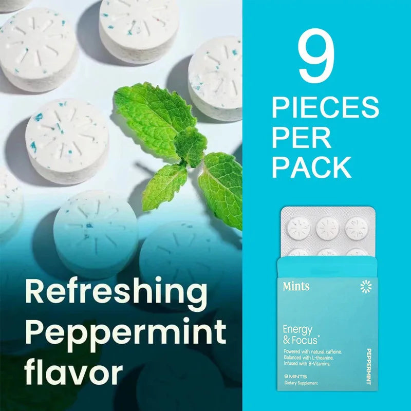 Sugar-Free Mint Tablet Candy Boost Your Energy and Focus Long Lasting Chew Improve Energy And Attention Caffeine Gum