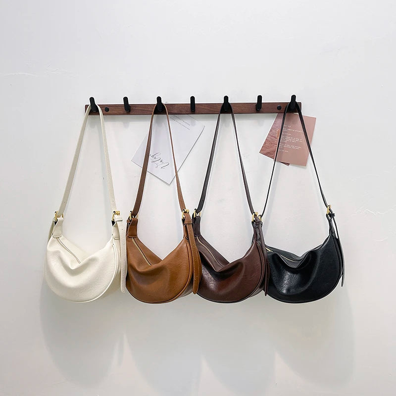Retro Versatile Women's Shoulder Bag Simple Fashionable New Style Matching Dumpling Shape Crossbody Bag Trendy High-End Feeling