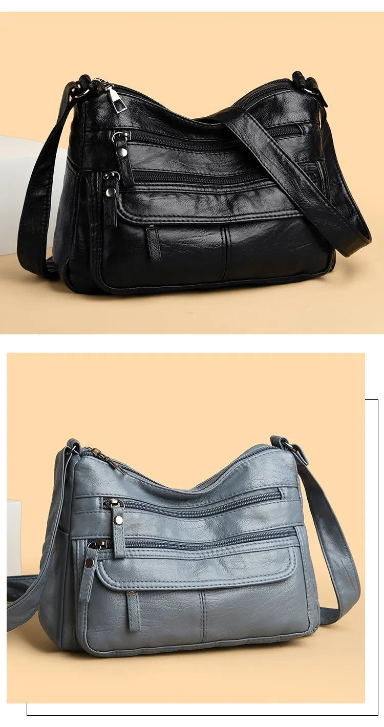 Large Capacity Soft Leather Shoulder Bag Casual Crossbody Bag for Middle-Aged Women 2025 New Style Versatile Mom Bag
