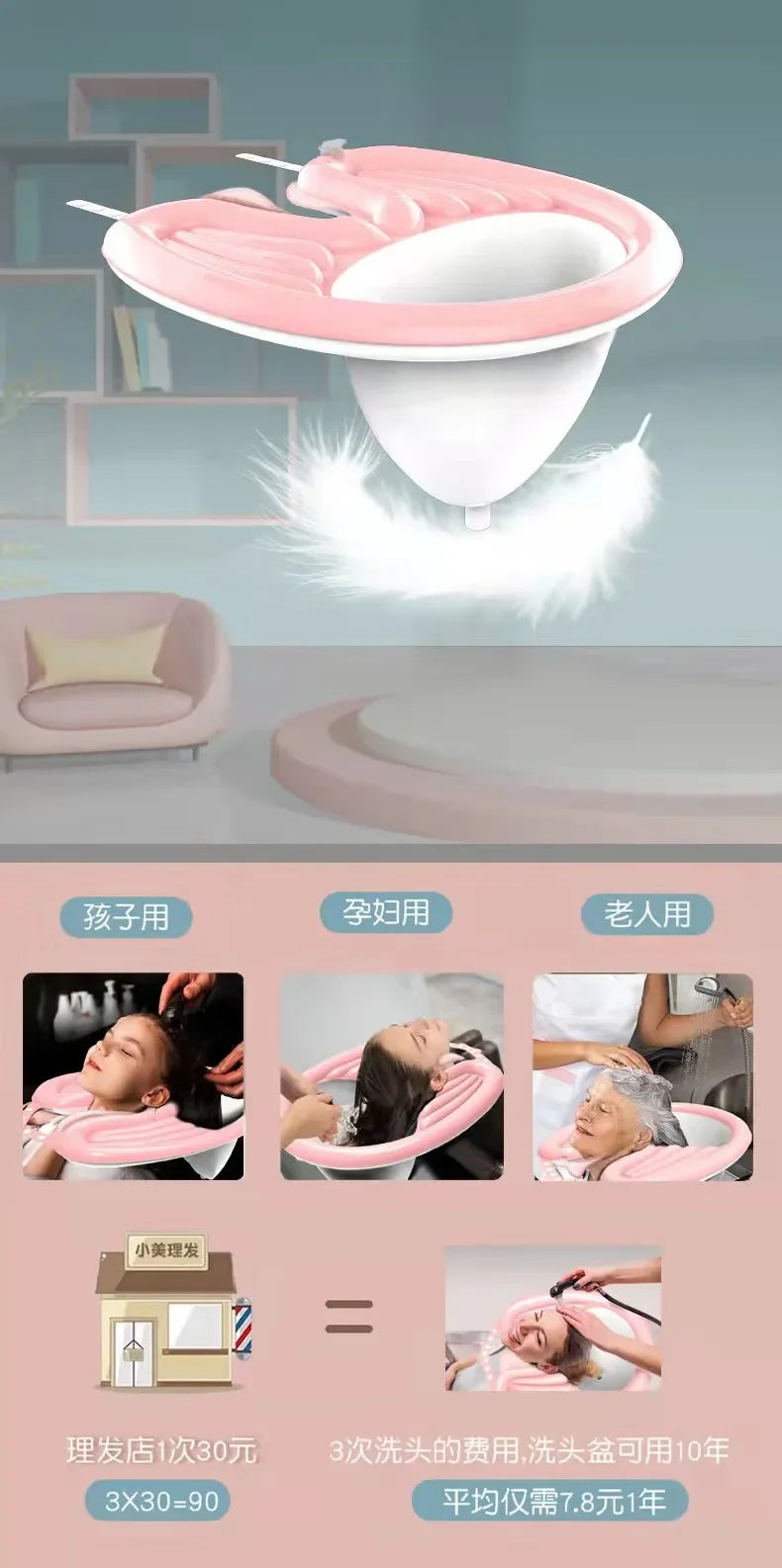 1Set  Inflatable Shampoo Basin PVC Foldable Portable Shampoo Pad Spa Tub Deflate Hair Washing Basin for Pregnant Women Elderly