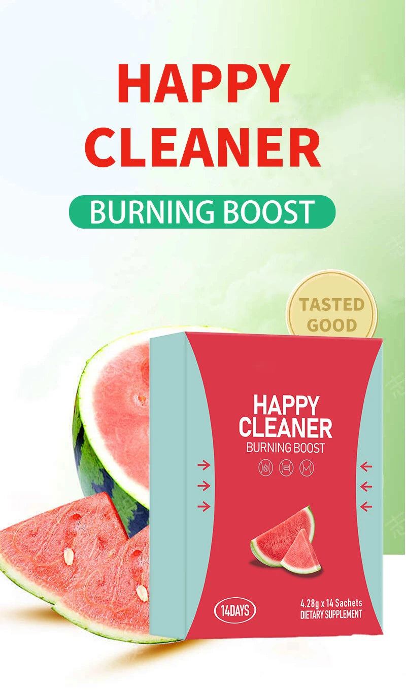 Happy Cleaner Powder – Sugar-Free Watermelon Drink Mix, Antioxidant & Digestion Support, Vegan, Non-GMO, Gluten-Free, 14 Packs