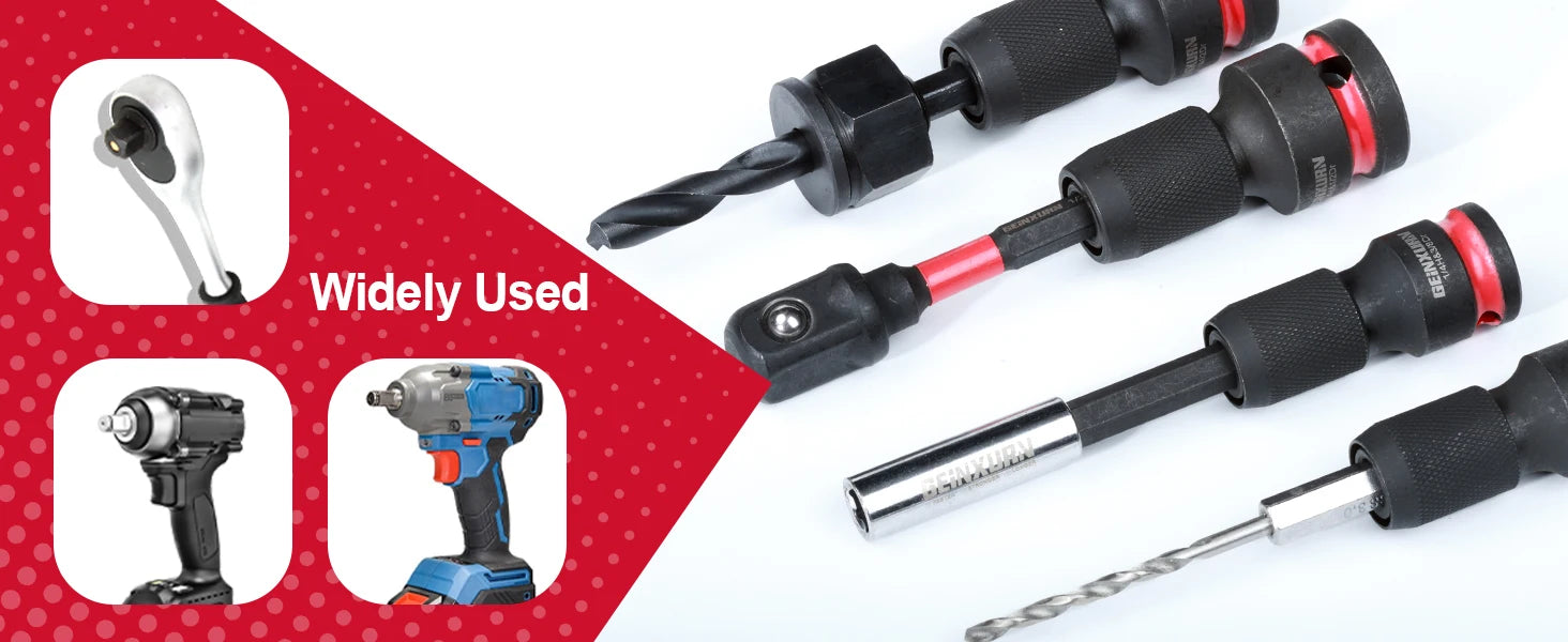 Geinxurn Impact Screwdriver Bit Holders,1/2-Inch Square Drive to 1/4-Inch Quick Release Hex Socket Adapter with screwdriver bits