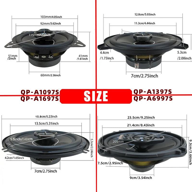 4/5/6/6x9 Inch Universal Car HiFi Coaxial Speaker 280W/320W/400W/650W Auto Music Stereo Car Door Full Range Speakers Woofer