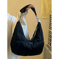 Retro Black Cloud Handbag Women's Shoulder Bag Crescent Bag Underarm Bag Fashionable Nylon Pure Color Casual Crossbody Bag