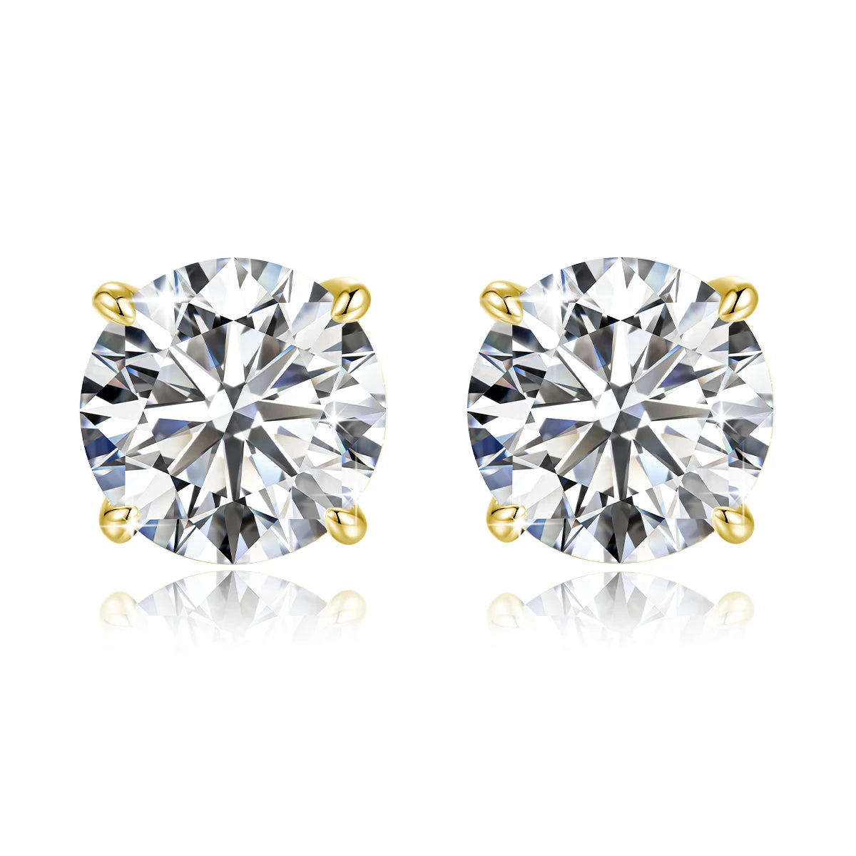 Solid 14K Gold Filled 4 Prong D Color Moissanite Stud Earrings for Women Wedding Diamond Ear Studs Fine Jewelry Birthday Gift