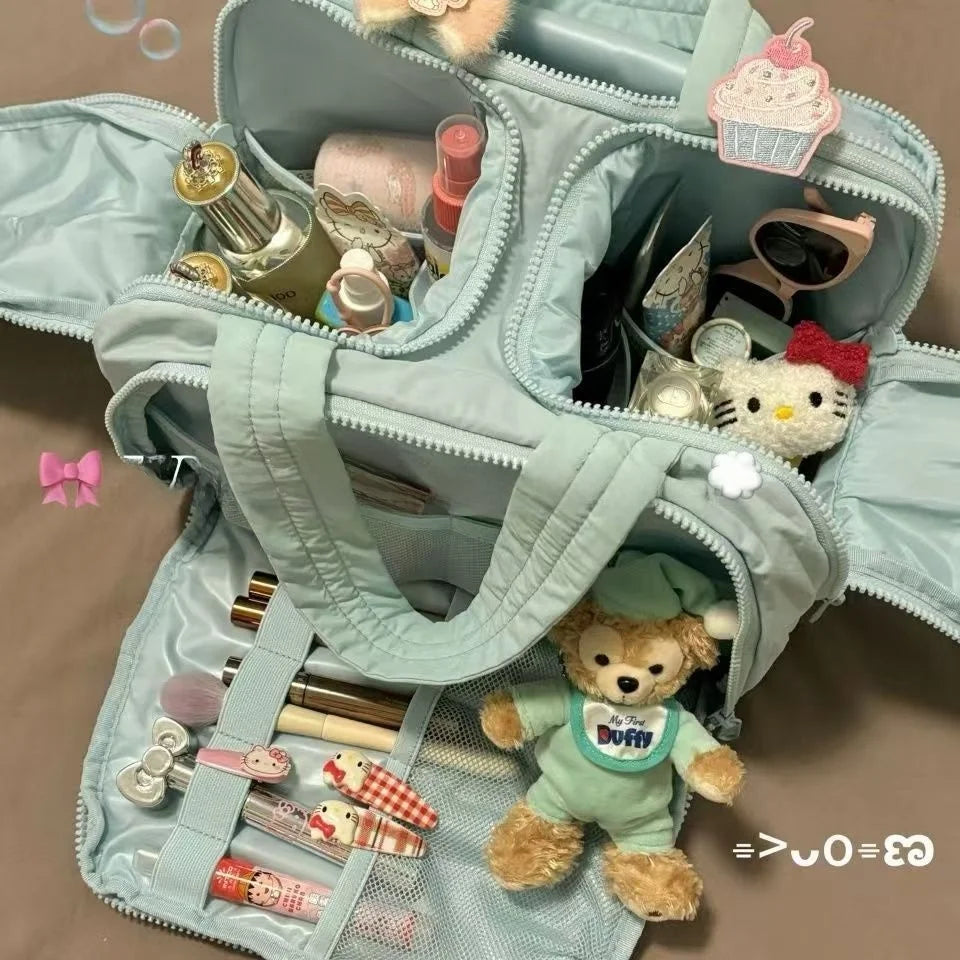 Portable Large Capacity Waterproof Cosmetic Storage Bag Handheld Travel Toiletry Bag Cosmetic Bag Durable Leather Bag