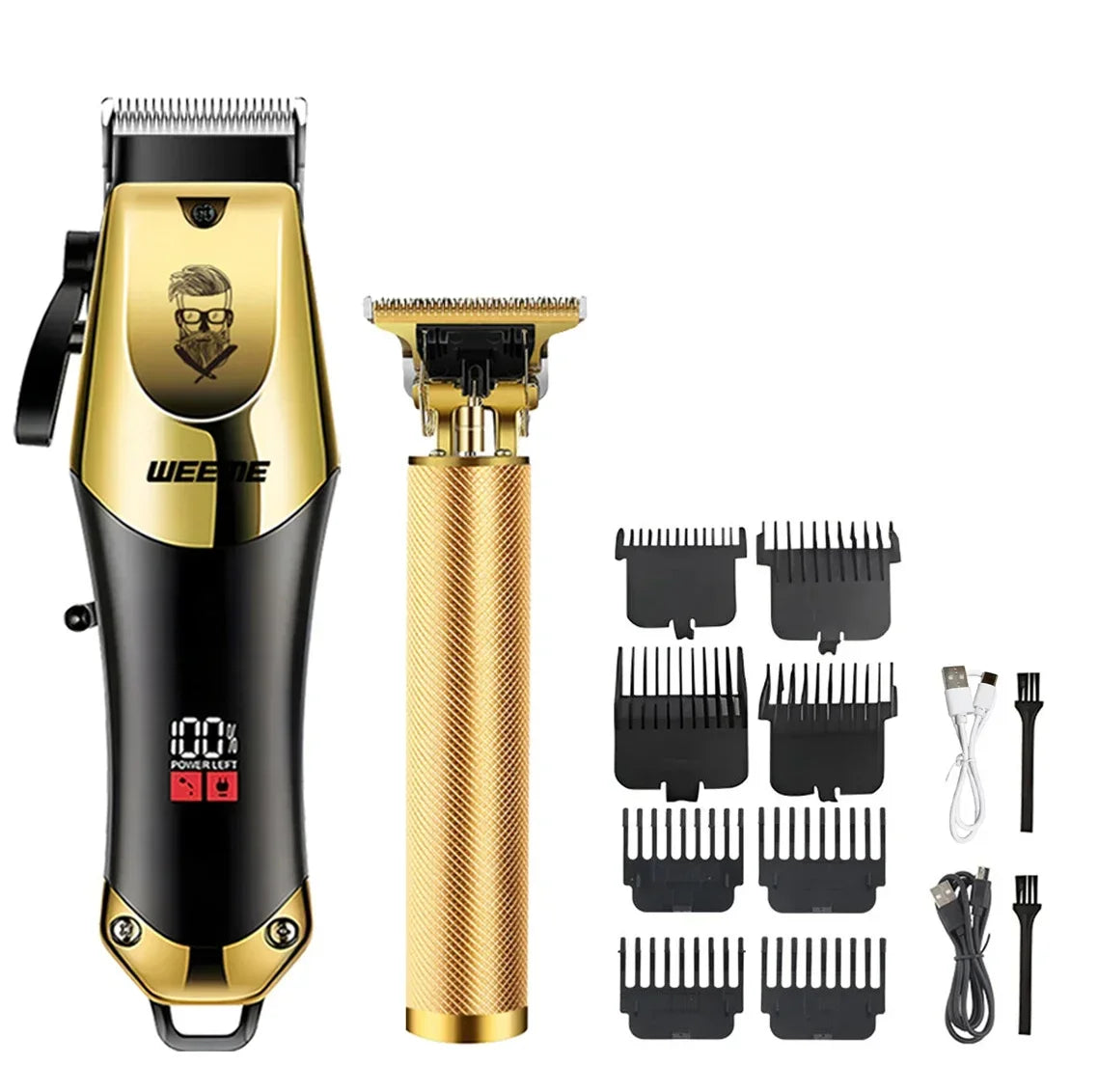 Tondeuse à Cheveux Rechargeable pour Hommes — Kit Professionnel Barbe & Cheveux, Charge USB Rapide