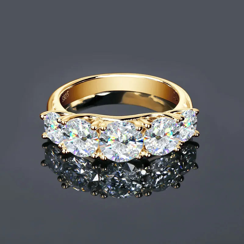IOGOU 3.6ctw. D Moissanite Wedding Rings for Women 18k Gold Plated 925 Silver Promise Finger Jewelry Certified Lab Diamond Bands