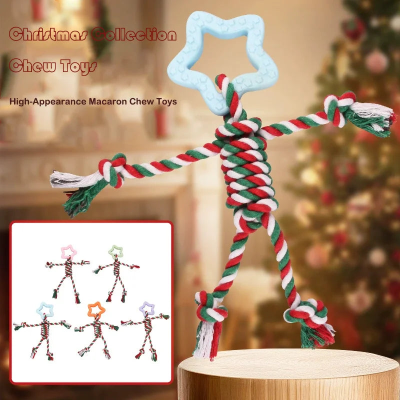 Cotton Double Knot Dog Rope Toy Chew Toy Teething Stick For Puppy Small Medium Dogs Interactive Self Entertaining Pet Play Toy