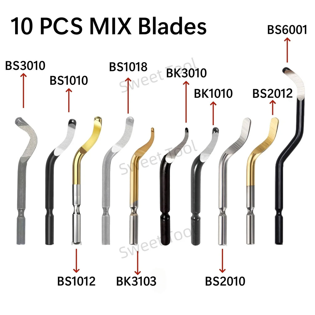 Deburring Tool Set RB1000 Black Metal Handle with 1/10/11 Swivel Blades for Metal PVC Plumbing 3D Printing Plastic Copper Resin