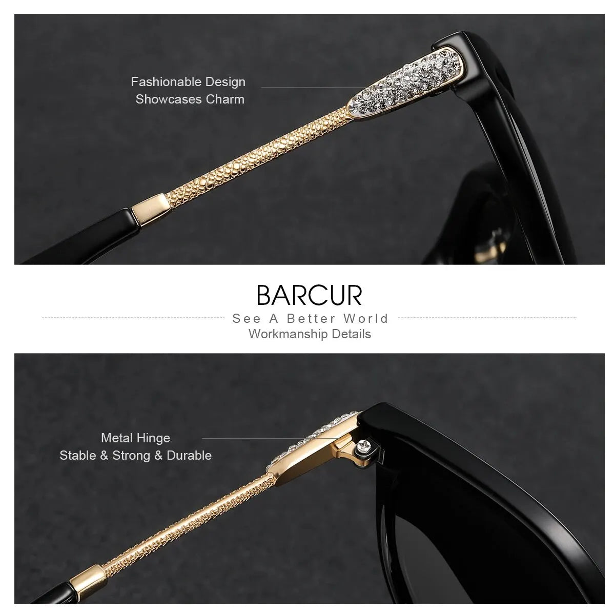 BARCUR Polarized Cat Eye Sunglasses Women Gradient Round Sun Glasses for Women Oculos Lunette De Soleil Femme