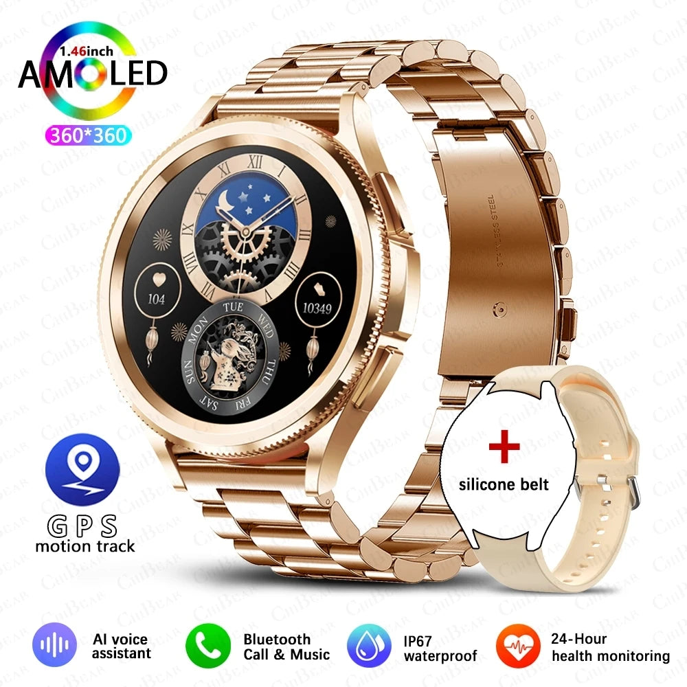 2025 New Watch 6 Smart Watch Men 1.46 inch GPS Sports Fitness Tracker Custom Dial Clock Heart Rate BT Calling SmartWatch Women