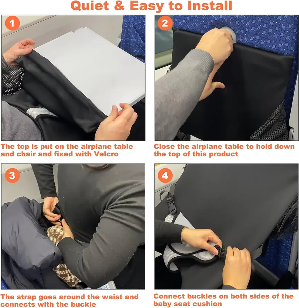 Kids Airplane Seat Extender Toddler Airplane Bed with Side Pocket Comfortable Breathable baby plane Travel Footrest Hammock