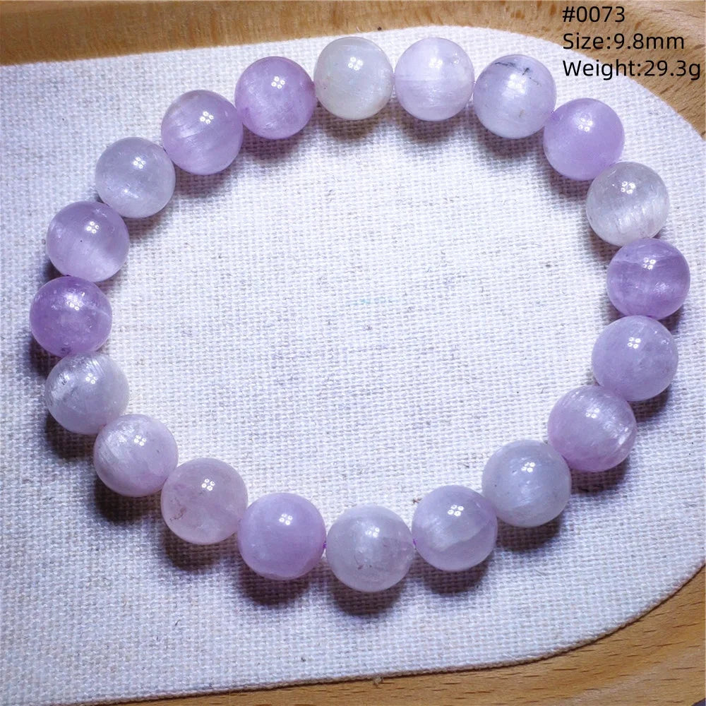 Natural Purple Kunzite Clear Round Beads Bracelet Jewelry Women Men Colorful Kunzite Bracelet Cat Eye Women Men AAAAAA