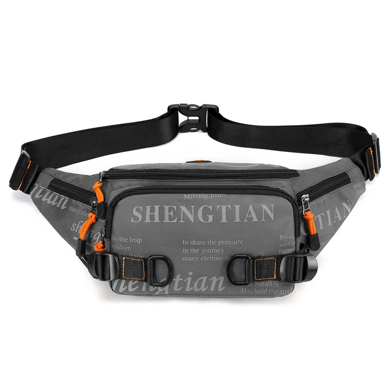 Summer Large Capacity Waterproof Nylon Sports Crossbody Bag for Men Casual Outdoor Leisure Mobile Phone Bag Trendy Sports Wai...
