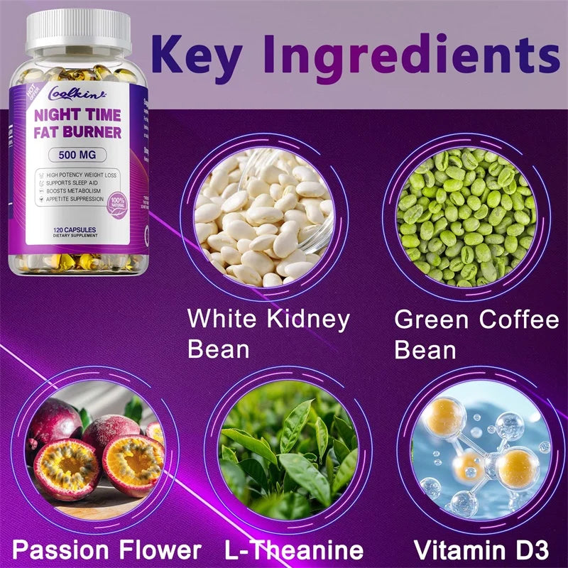 Best Nighttime Fat Burner - Thermogenic Fat Burner, Natural Appetite Suppressant and Metabolism Booster, Immune Health
