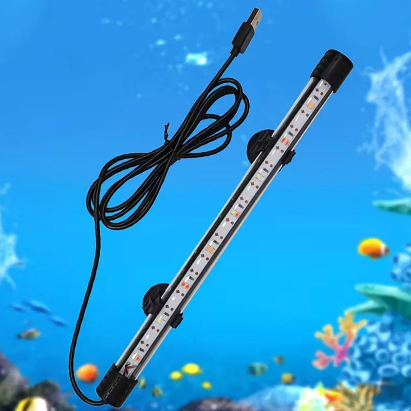 Fish Tank Light Underwater Lighting Submersible Lamp Plant Grow Lamp 110V 17-47CM USB Plug Aquarium Light LED Waterproof