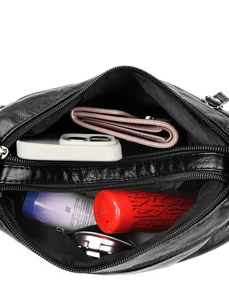 Large Capacity Soft Leather Shoulder Bag Casual Crossbody Bag for Middle-Aged Women 2025 New Style Versatile Mom Bag