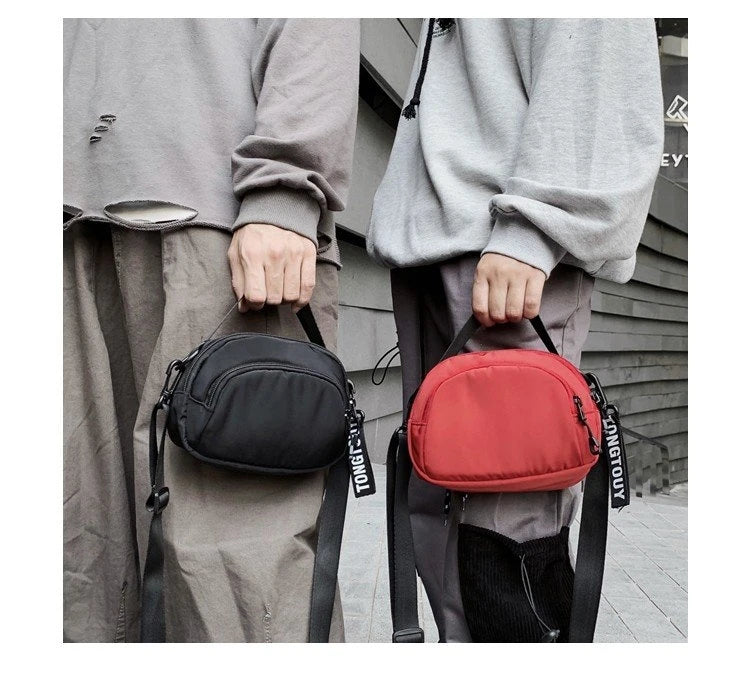 Casual Men's Single Shoulder Crossbody Bag  Mobile Phone Bag Dance Front Hanging Bag Leisure Fashion Brand Soft Nylon Mat...