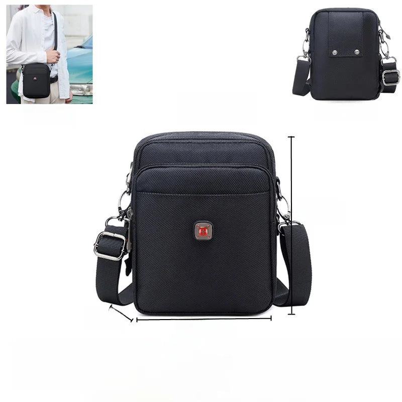 Large Capacity Oxford Cloth Military Knife Crossbody Bag for Men Commuting Work Bag Outdoor Waist Bag Bucket Shape Zipper Clo...