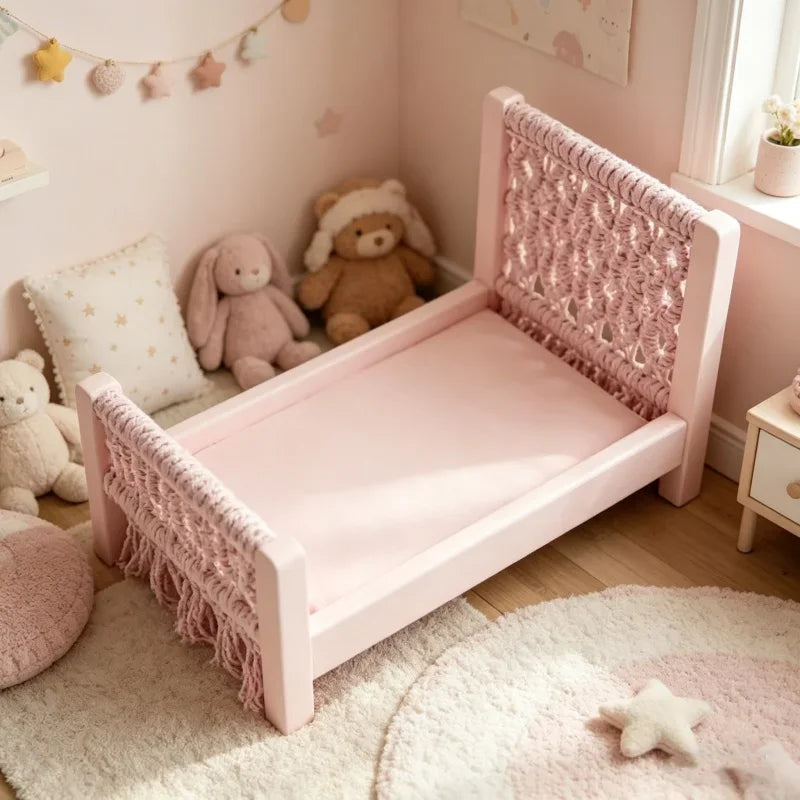 1pc Detachable Small Wooden Doll Bed Newborn Photography Props Studio Baby Photo Shooting Background Decorative Accessories