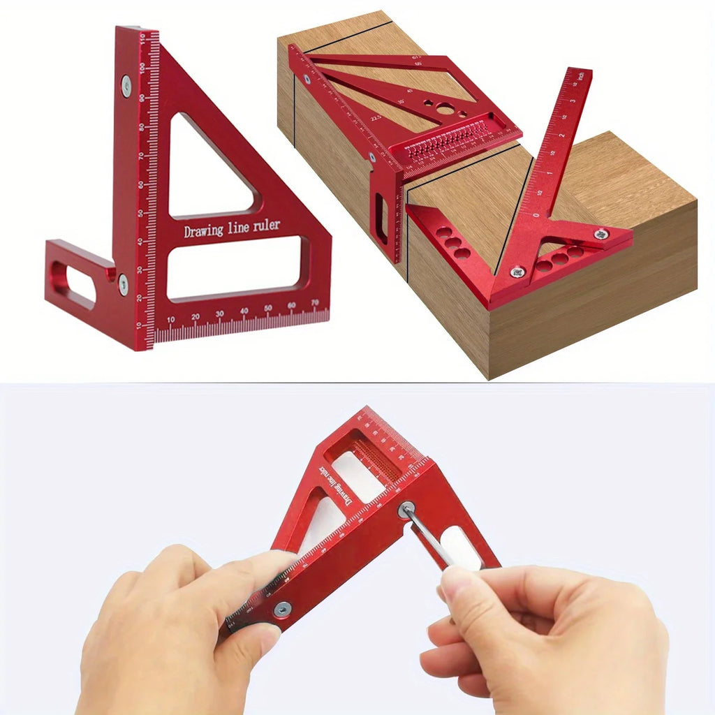 Carpenter Square Protractor,Center Scribe Gauge Kit Center Finder Miter Triangle Ruler T-Type Scriber Layout Measuring Ruler