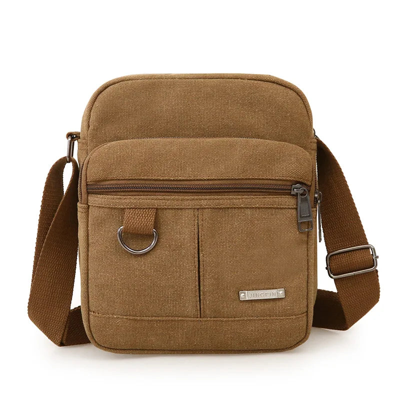 Casual Canvas Shoulder Bag for Men Business Crossbody Small Backpack Soft Handle Zipper Closure Leisure Style Mid-Year New