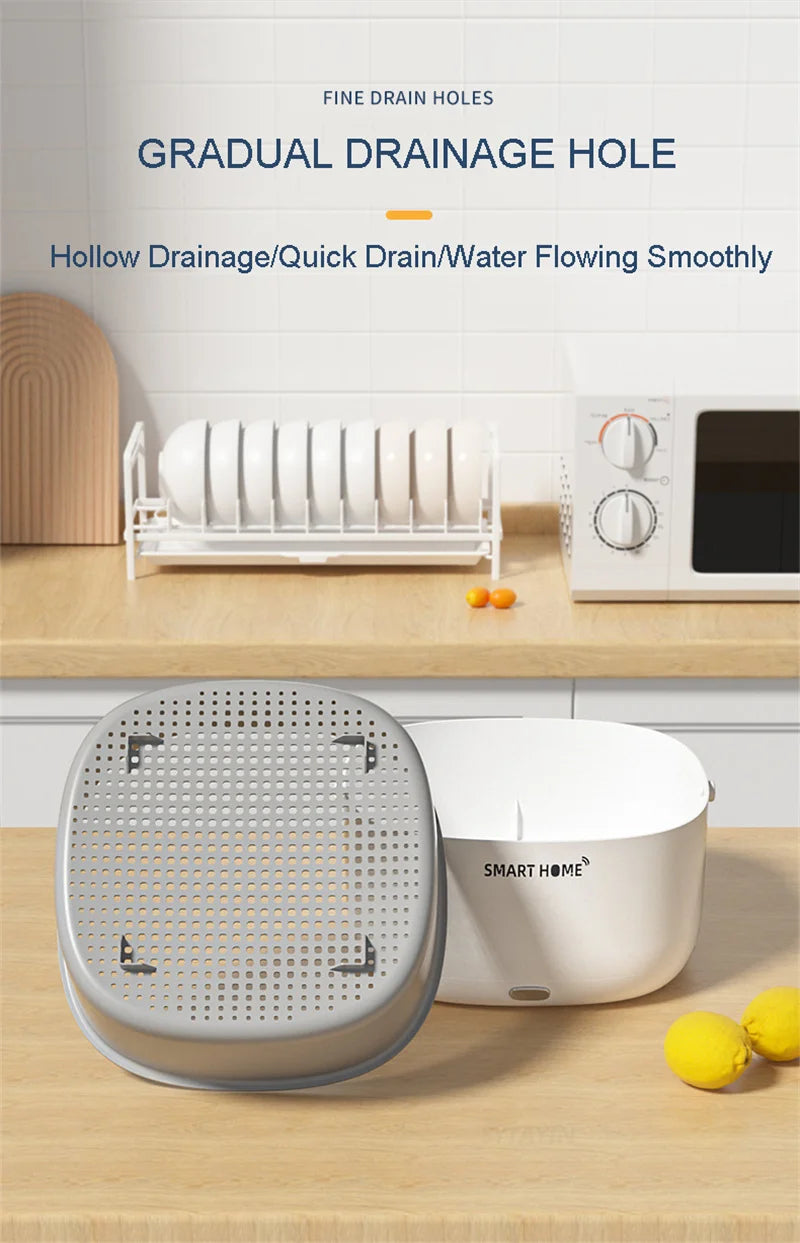 Electric Vegetable Fruit Washing Machine Ultrasound Wireless Food Grains Purifie Basket Large Capacity Cleaner For Houeshold