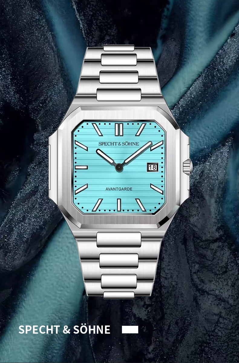 2025 Specht & Söhne New Hot Selling Ultrathin Cubic Watch For Men Quartz Wristwatch Sapphire Green Color Luminous Waterproof