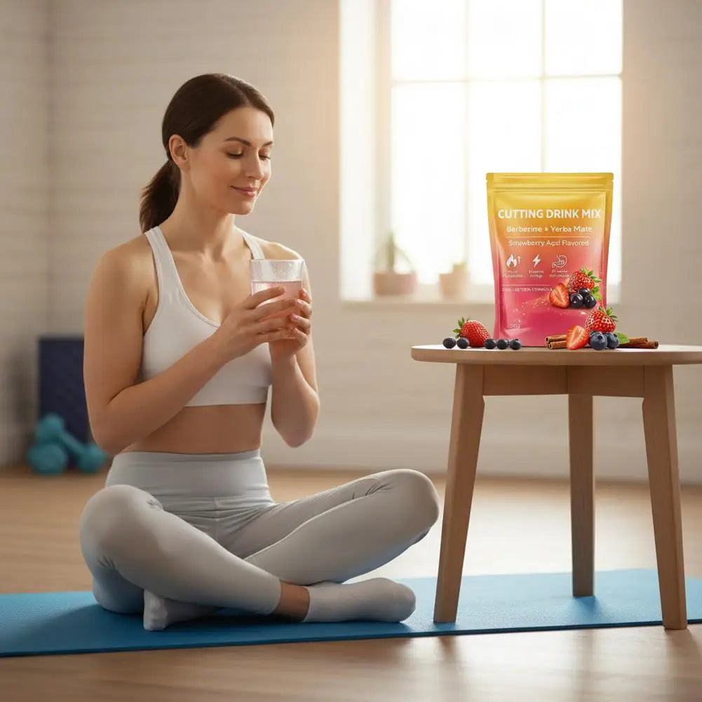 200g Berberine Mate Tea Plant Based Energy Weight Loss Drink Powder Cutting Drinking Mix Berberine+ Yerba Strawberry Acai Flavor