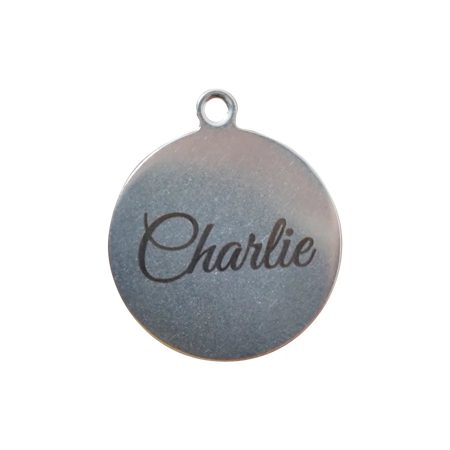 1pc Custom Stainless Steel Pet ID Tag Personalized Name & Phone Number Round Dog Cat Collar Tag 25mm