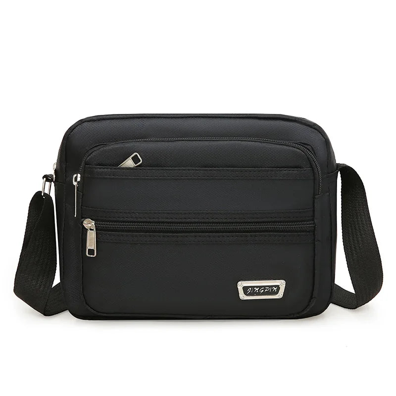 Casual Unisex Crossbody Bag Large Capacity Multi-layer Business Handling Bag Soft Nylon Material Zipper Closure Leisure Trave...