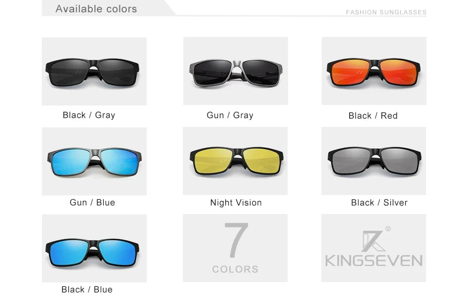 KINGSEVEN Men Polarized Sunglasses Aluminum Magnesium Driving UV400 Glasses Rectangle Shades Eye Protection Luxury Male Eyewear