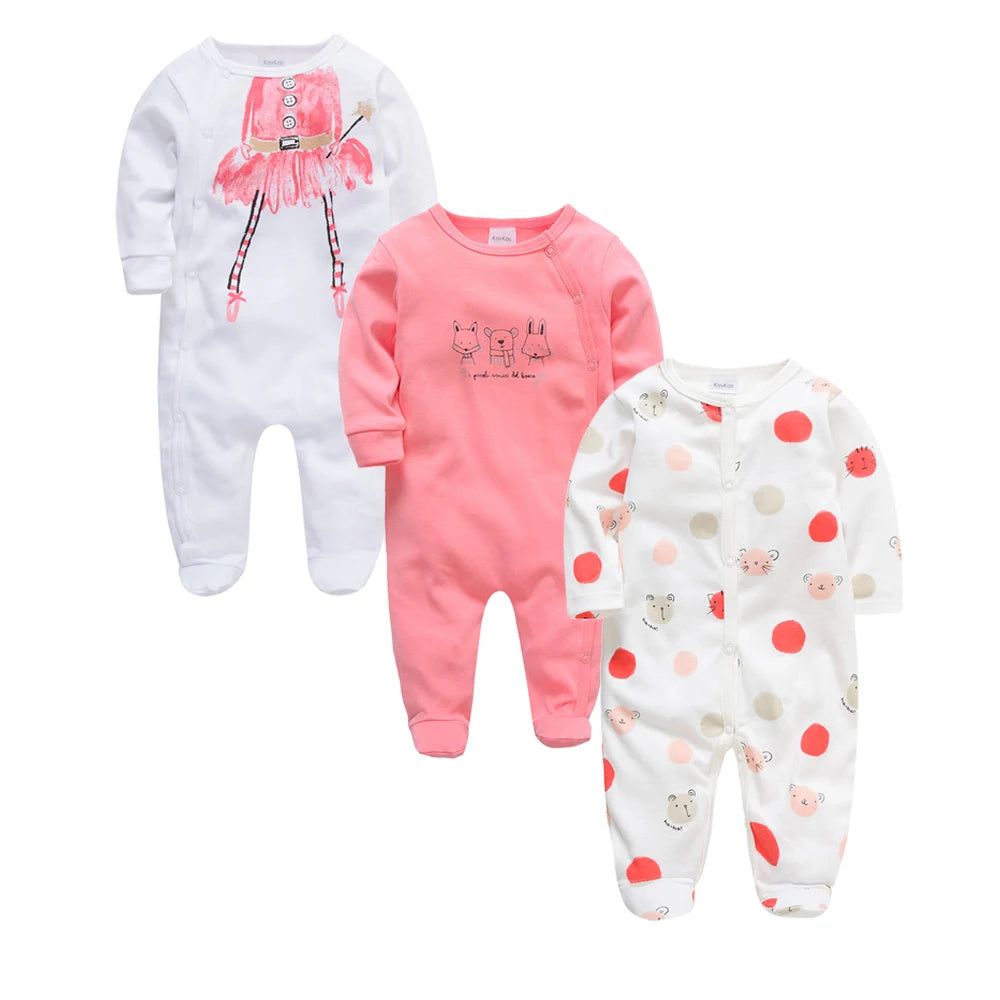 2025 3 pcs/lot Baby Boy Girls Rompers 100% Cotton Long Sleeve Overalls 0-12 Months Cool Print  Newborn Jumpsuit