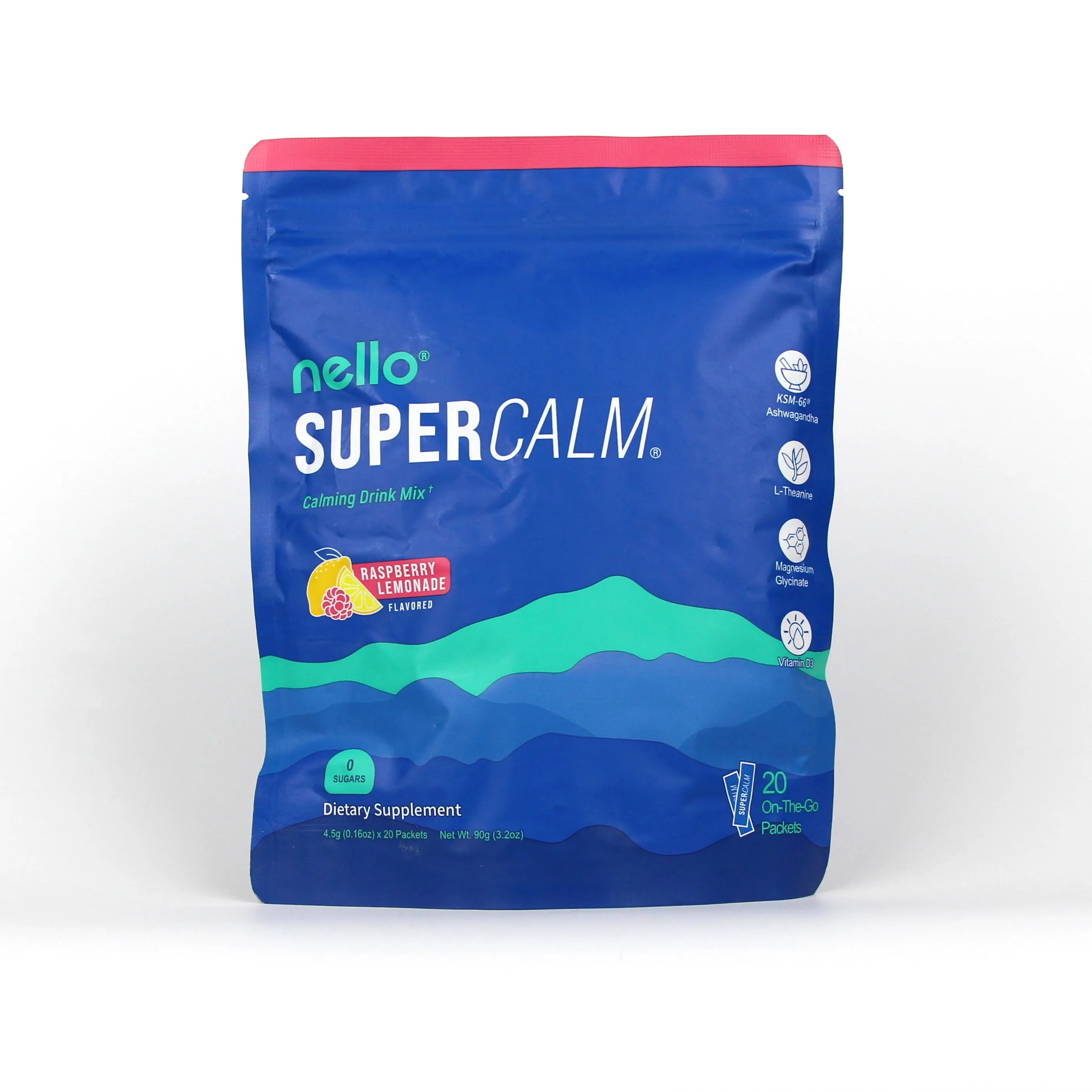 SupraCalm Adaptogenic Mix Raspberry Lemonade Supplement for Relaxation And Focus No Artificial Colors Or Sweeteners 20 Count