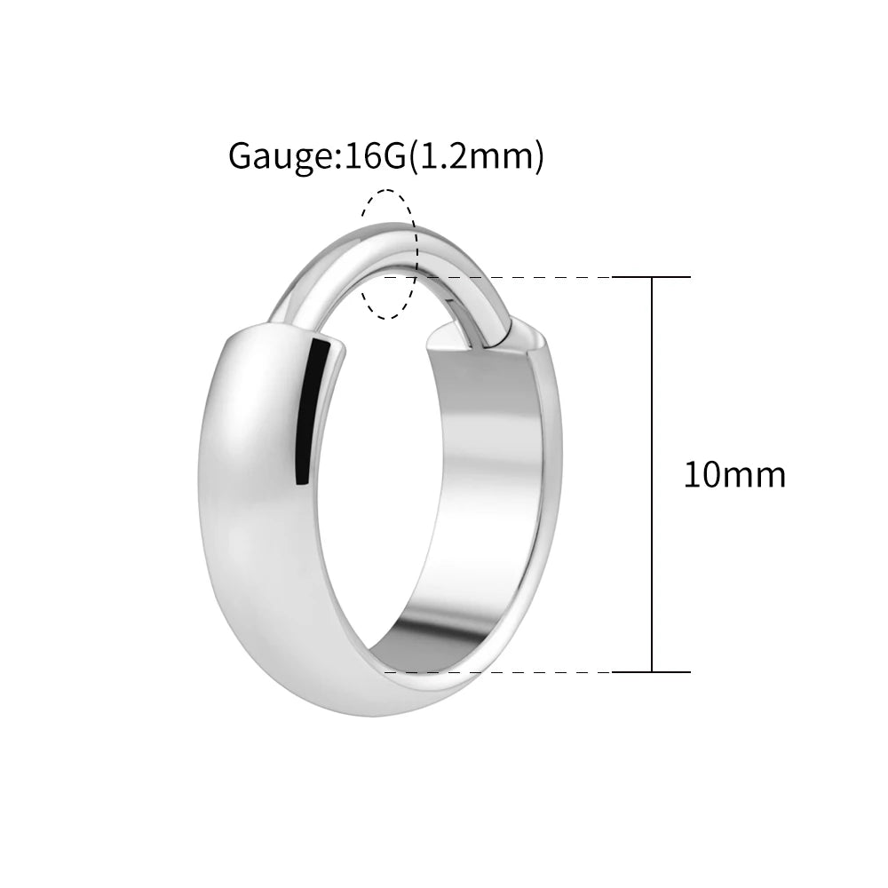 Right Grand ASTM F136 Titanium 16G Wide Chunky Conch Clicker Ring 8/10/12mm Cartilage Hoop Earring Earlobe Nose Piercing Jewelry