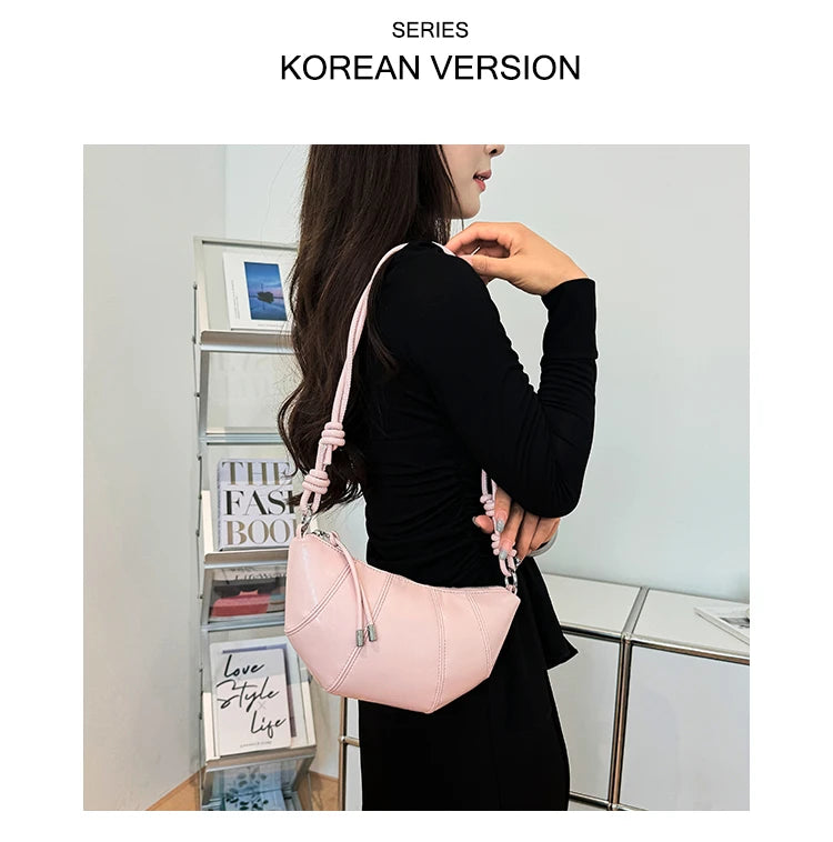 Casual Dumpling Shaped Large Capacity Shoulder Bag for Women 2026 New Style Soft Handle Single Strap Crossbody Luxury Bag
