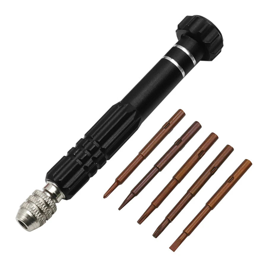 Watch Repair Screwdriver Handle 5 in 1 Alloy Magnetic Disassemble Open Repair Screwdriver Tool Set for Cell Phones Eletronic Dev