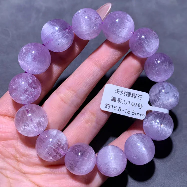 Natural Purple Kunzite Clear Round Beads Bracelet Jewelry Women Men Colorful Kunzite Bracelet Cat Eye Women Men AAAAAA