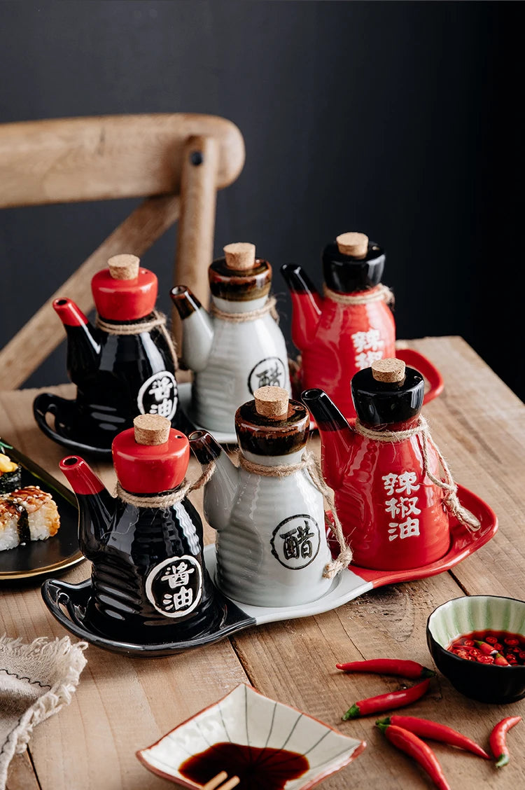 Japanese restaurant ceramic seasoning jar Seasoning jar soy sauce pot bottle mini small tableware