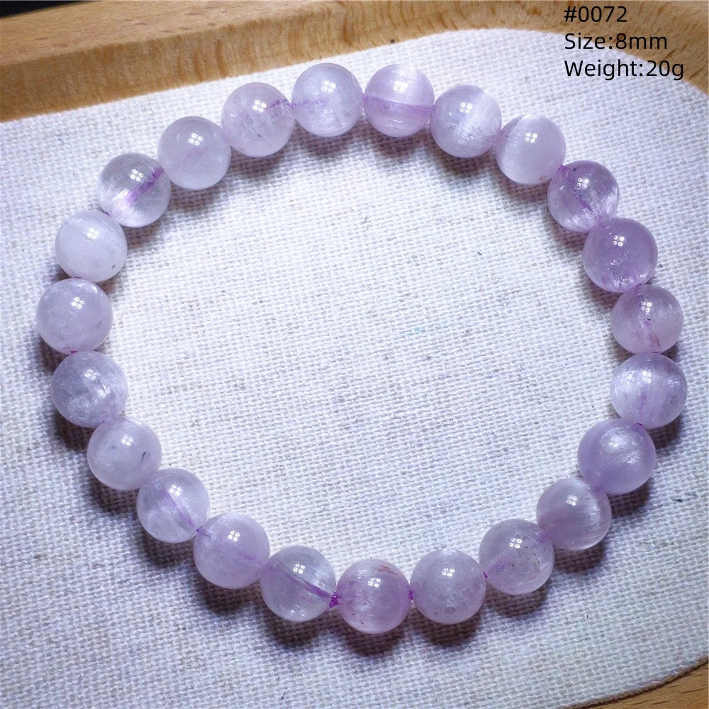 Natural Purple Kunzite Clear Round Beads Bracelet Jewelry Women Men Colorful Kunzite Bracelet Cat Eye Women Men AAAAAA