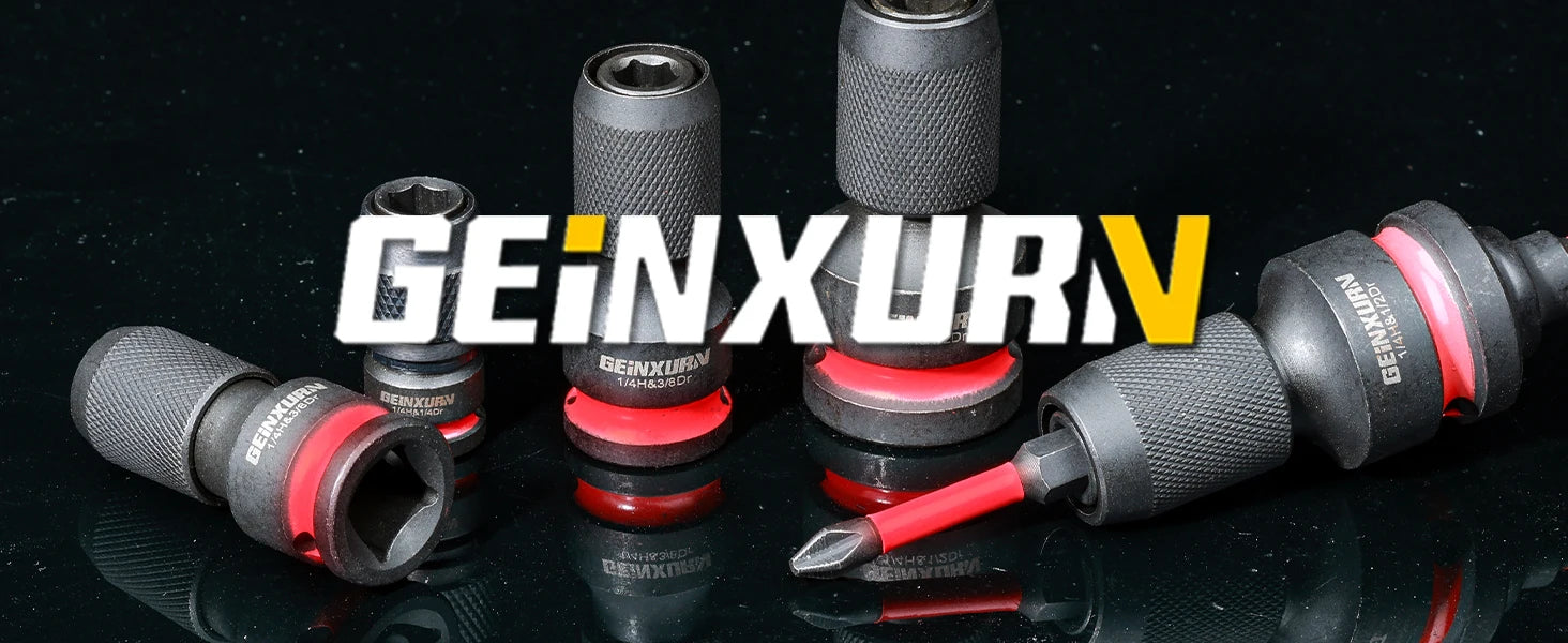 Geinxurn Impact Screwdriver Bit Holders,1/2-Inch Square Drive to 1/4-Inch Quick Release Hex Socket Adapter with screwdriver bits